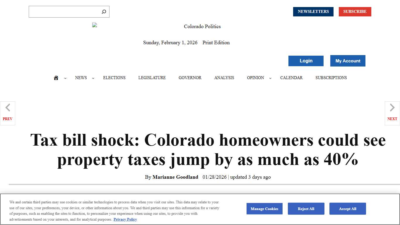 Tax bill shock: Colorado homeowners could see property taxes jump by as much as 40% - Colorado Politics